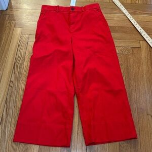 Spanx stretch twill Red Wide Leg Cropped Pants preppy nautical